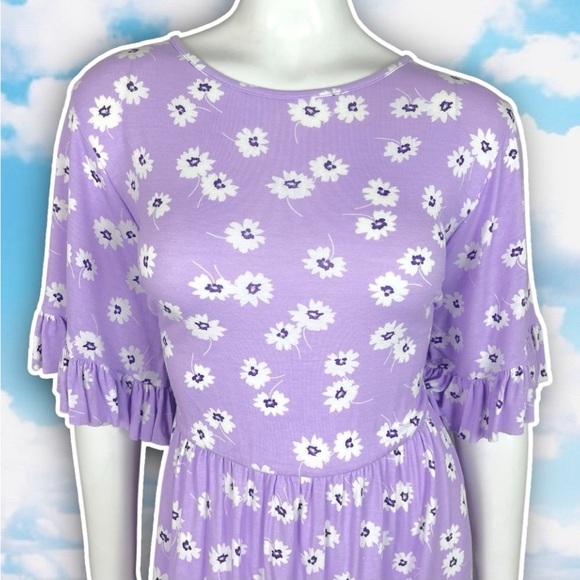 NWT ASOS CURVE Daisy Floral Print Ruffle Trim Babydoll Dress Cottagecore Pastel - Picture 4 of 13